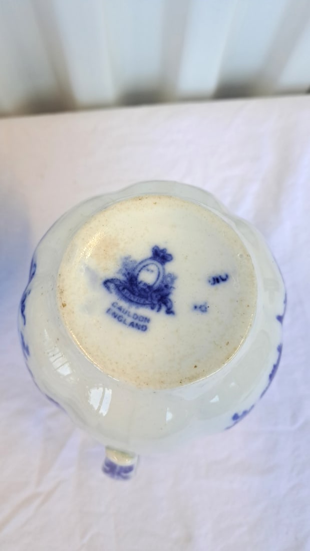 Blue White Porcelain Lot Cauldon England Pitcher, Floral Ginger Jar, Otagiri Deer Mug - 11
