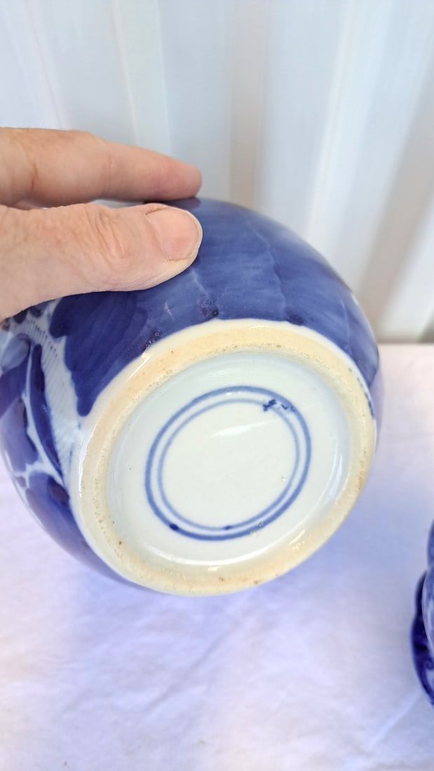 Blue White Porcelain Lot Cauldon England Pitcher, Floral Ginger Jar, Otagiri Deer Mug - 14