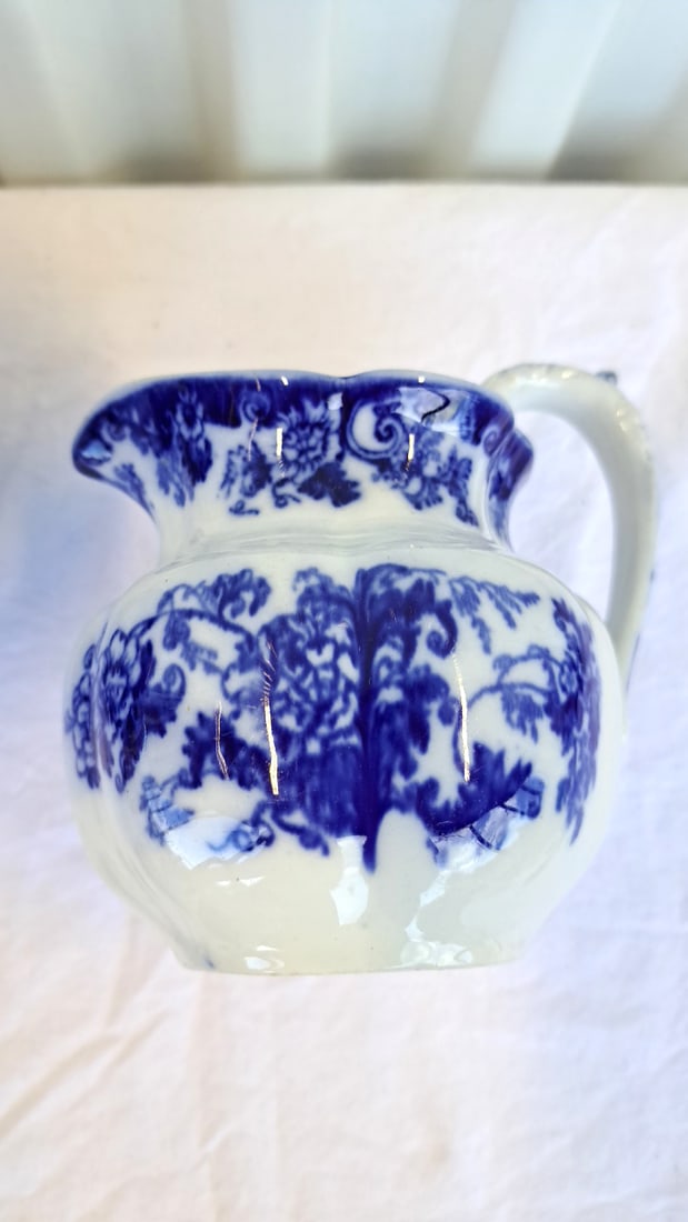 Blue White Porcelain Lot Cauldon England Pitcher, Floral Ginger Jar, Otagiri Deer Mug - 9