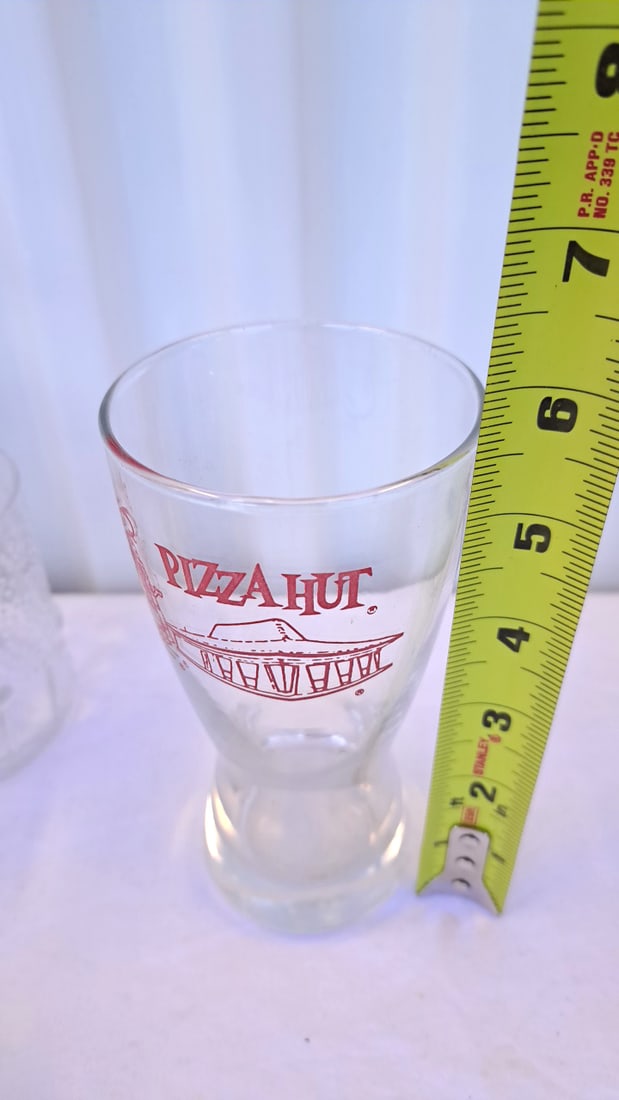 Mixed Drinking Glass Lot With Pizza Hut Hotel Florence David Douglas Accalac Cups Daisy Pressed Gla - 2