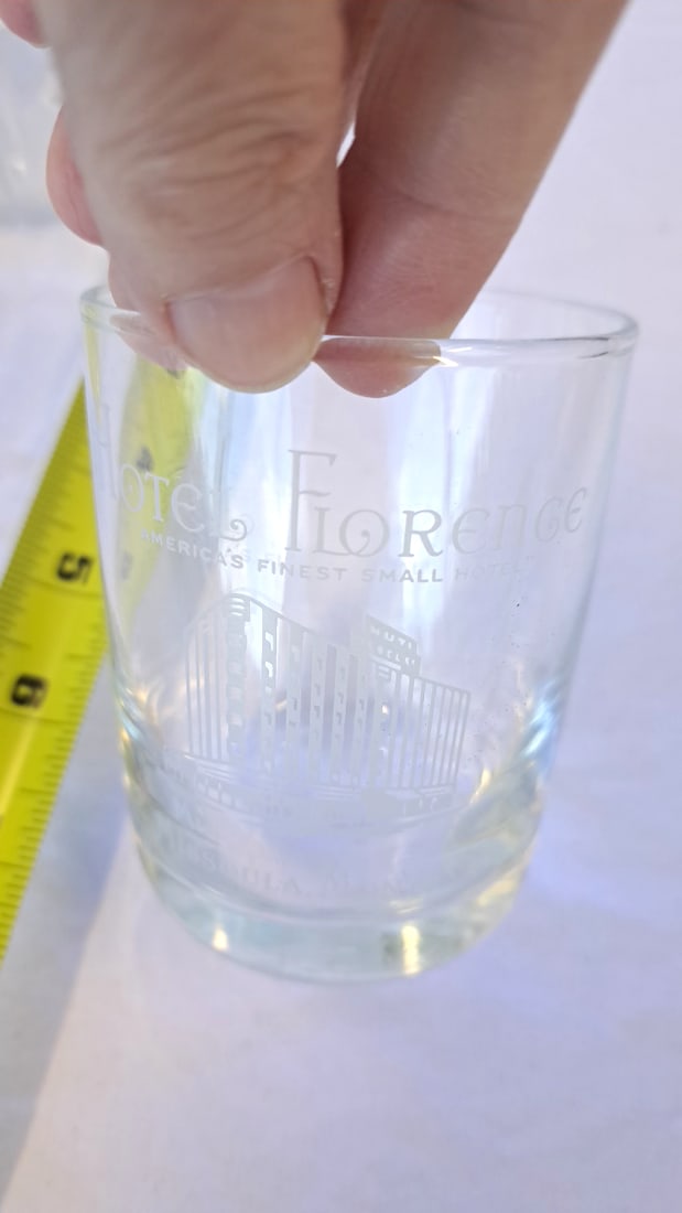 Mixed Drinking Glass Lot With Pizza Hut Hotel Florence David Douglas Accalac Cups Daisy Pressed Gla - 3