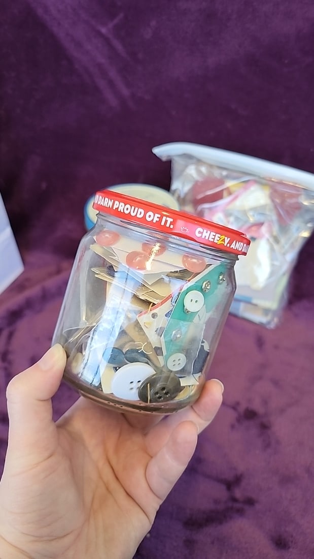 Sewing Notions Lot Buttons In Jars, Coin Purse Sewing Kit - 3