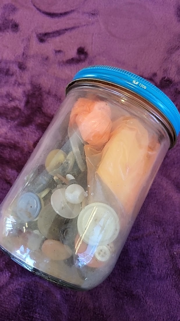 Sewing Notions Lot Buttons In Jars, Coin Purse Sewing Kit - 6