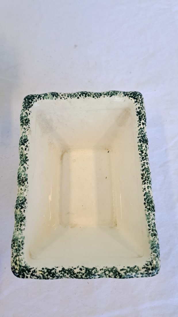 Ceramic Green Flower Napkin Holder And Cream Rectangular Floral Planter - 7