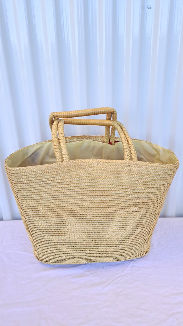 Straw Floral Embroidered Tote Bag With Wicker Basket Purse - 10