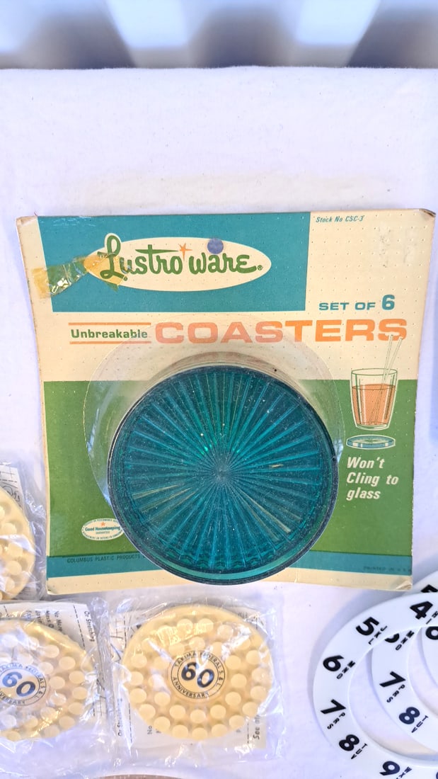 Lustroware Coasters, Yakima Federal 60th Soap Holder Rotary Dial Plates Chatterbox Acrylic Plate - 2