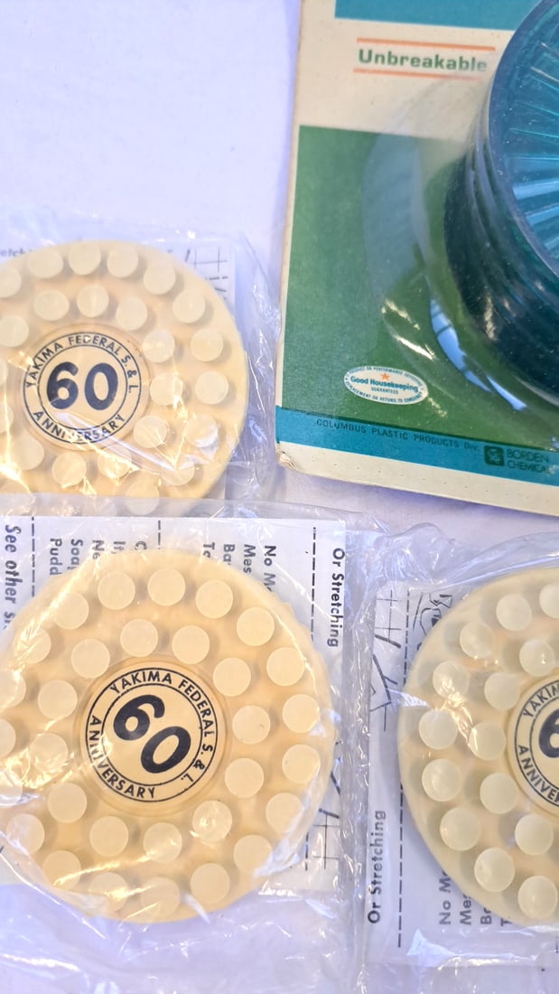 Lustroware Coasters, Yakima Federal 60th Soap Holder Rotary Dial Plates Chatterbox Acrylic Plate - 3