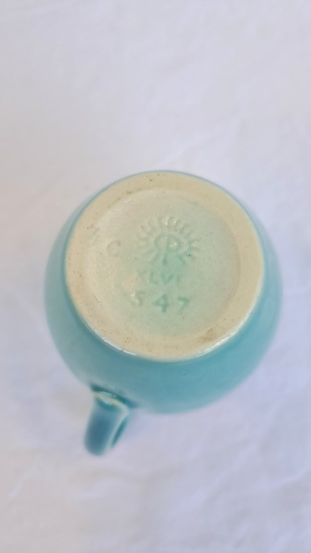 Rookwood Turquoise Glazed Ceramic Creamer - 7