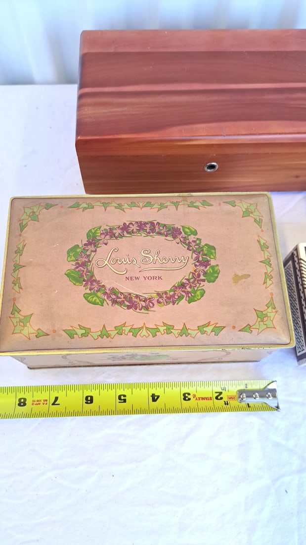 Assortment Of Boxes Sherry New York Lane Mini Chest Fabric Box Inlaid Box - 2