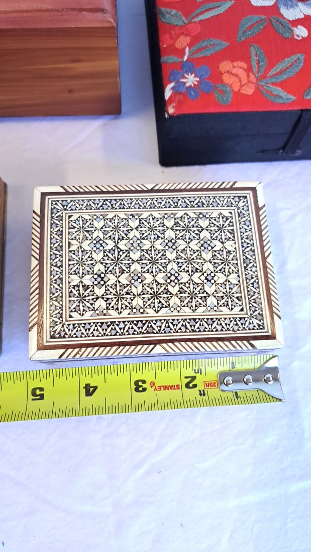 Assortment Of Boxes Sherry New York Lane Mini Chest Fabric Box Inlaid Box - 3