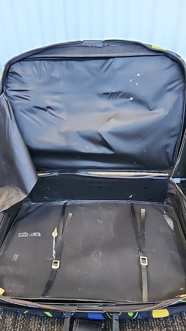 Two-piece Vintage Softside Suitcase Set Blue Green Yellow Circle Print - 3