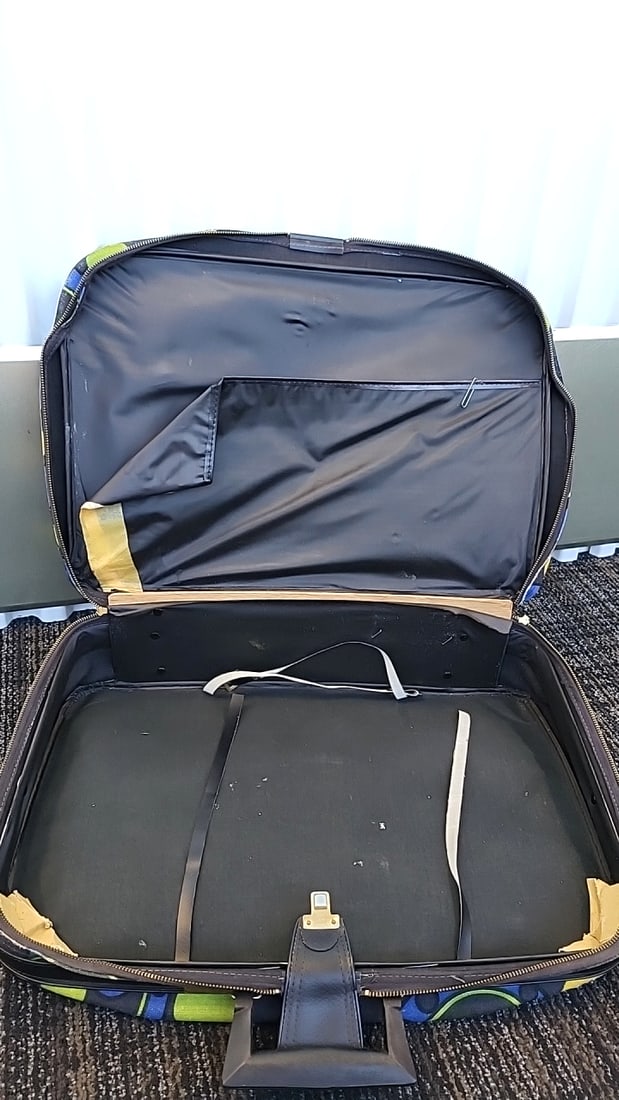 Two-piece Vintage Softside Suitcase Set Blue Green Yellow Circle Print - 6