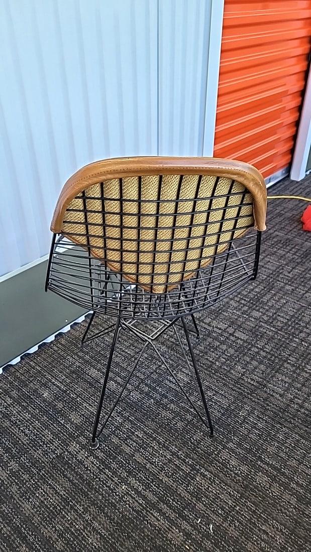 Herman Miller Eames Dkr-2 Style Wire Side Chair With Tan Bikini Pads And Black Eiffel Base - 3