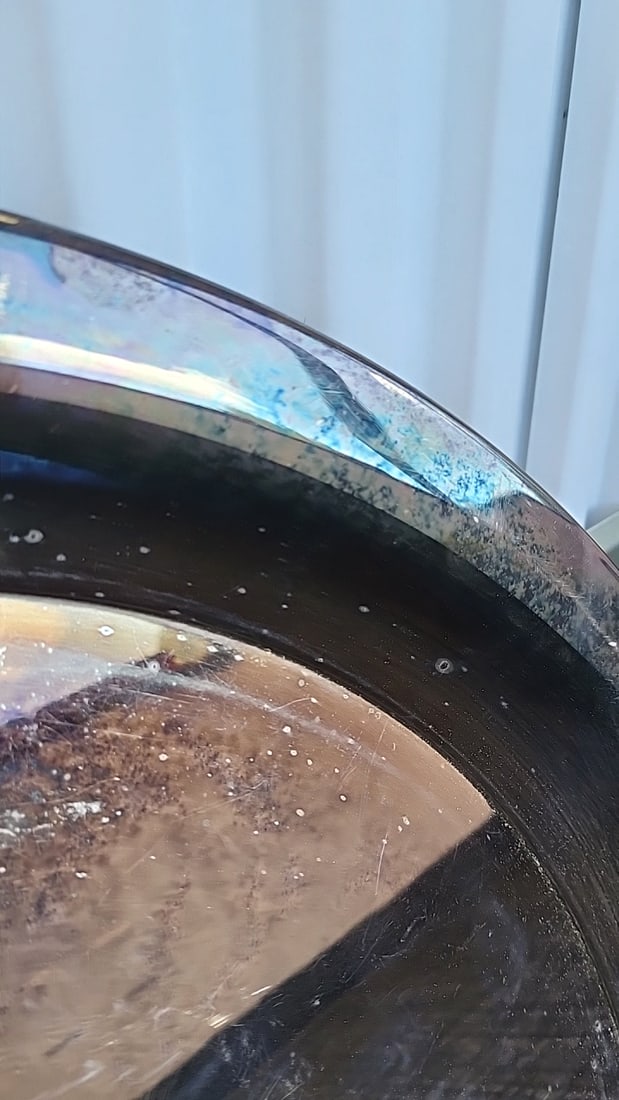 Round Chrome Metal Serving Tray With Raised Rim And Three Ball Feet - 7