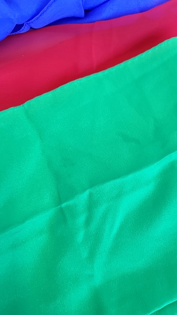5 Assorted Colorful Scarves Fabric Lot Blue Green Red Floral Print - 4