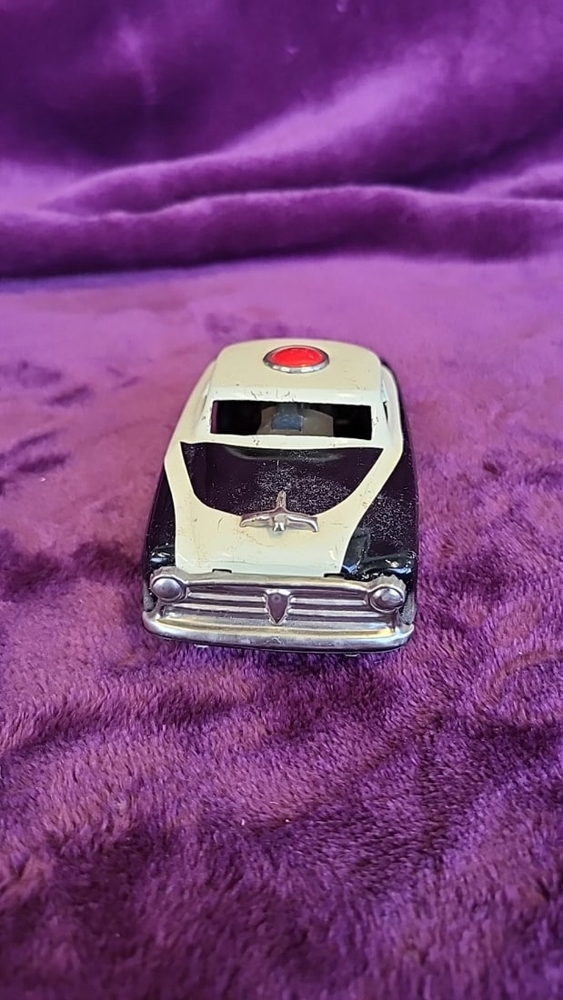 Tin Litho Airport Limousine Toy Car Blue Yellow And Black Police Toy Car - 7