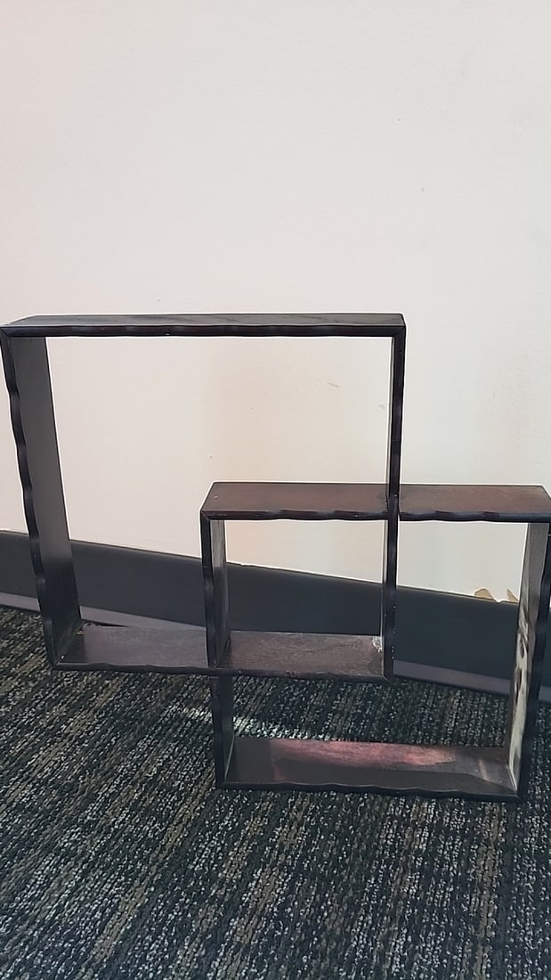 2 Dark Wood Geometric Interlocking Square Display Shelves - 4