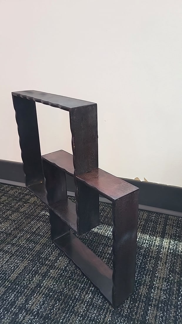 2 Dark Wood Geometric Interlocking Square Display Shelves - 5