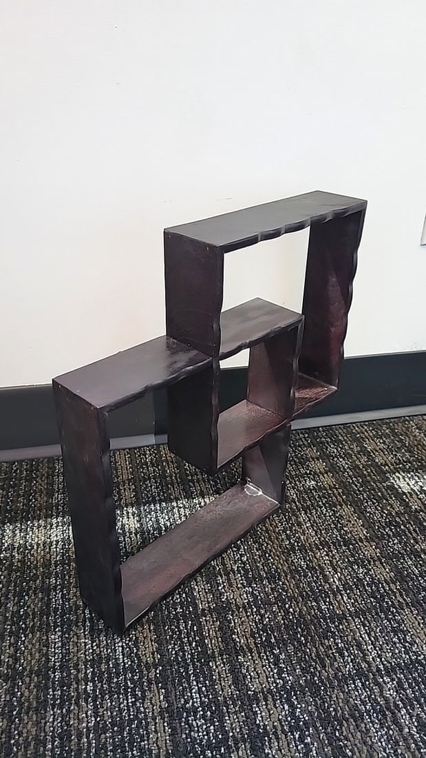 2 Dark Wood Geometric Interlocking Square Display Shelves - 6