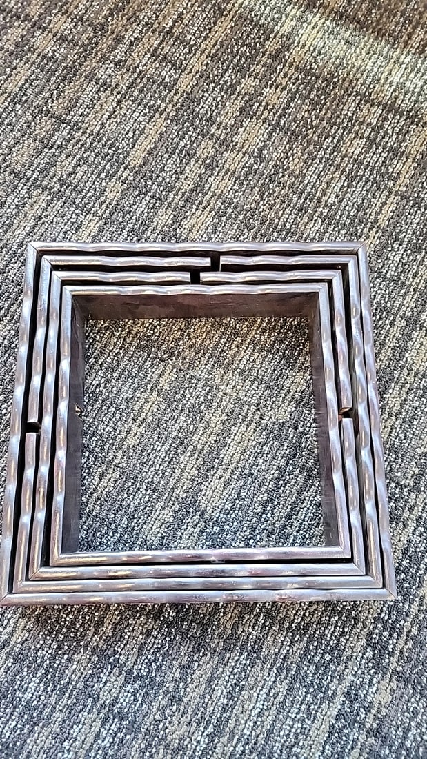 2 Dark Wood Geometric Interlocking Square Display Shelves - 7