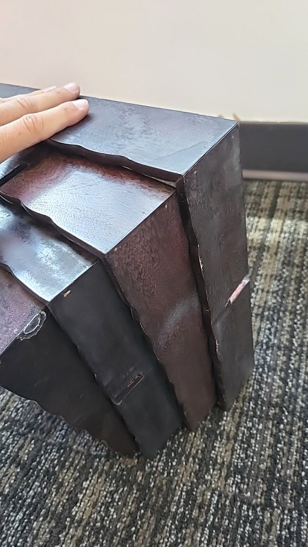 2 Dark Wood Geometric Interlocking Square Display Shelves - 8