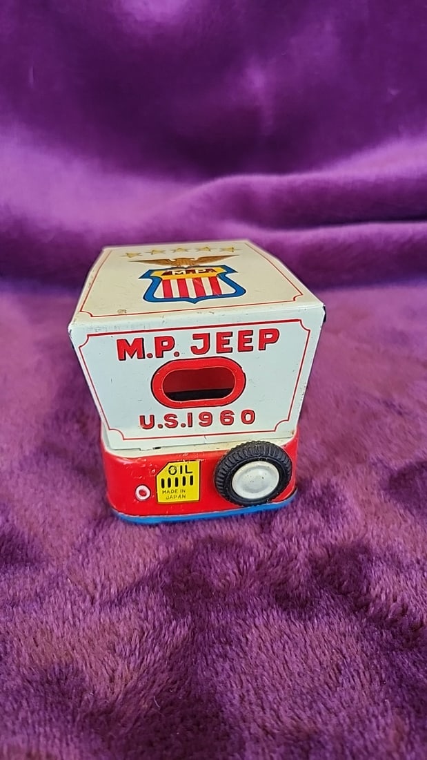 Marx No. 5 Green Tin Litho Wind-up Tractor Toy And Mp Jeep Japan Made Military Police Toy Car Read - 12