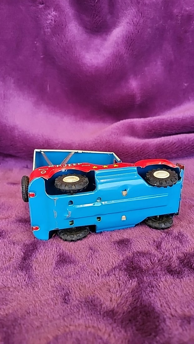 Marx No. 5 Green Tin Litho Wind-up Tractor Toy And Mp Jeep Japan Made Military Police Toy Car Read - 13