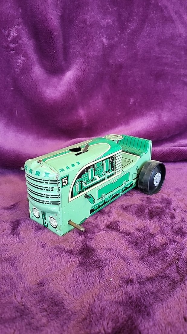Marx No. 5 Green Tin Litho Wind-up Tractor Toy And Mp Jeep Japan Made Military Police Toy Car Read - 5