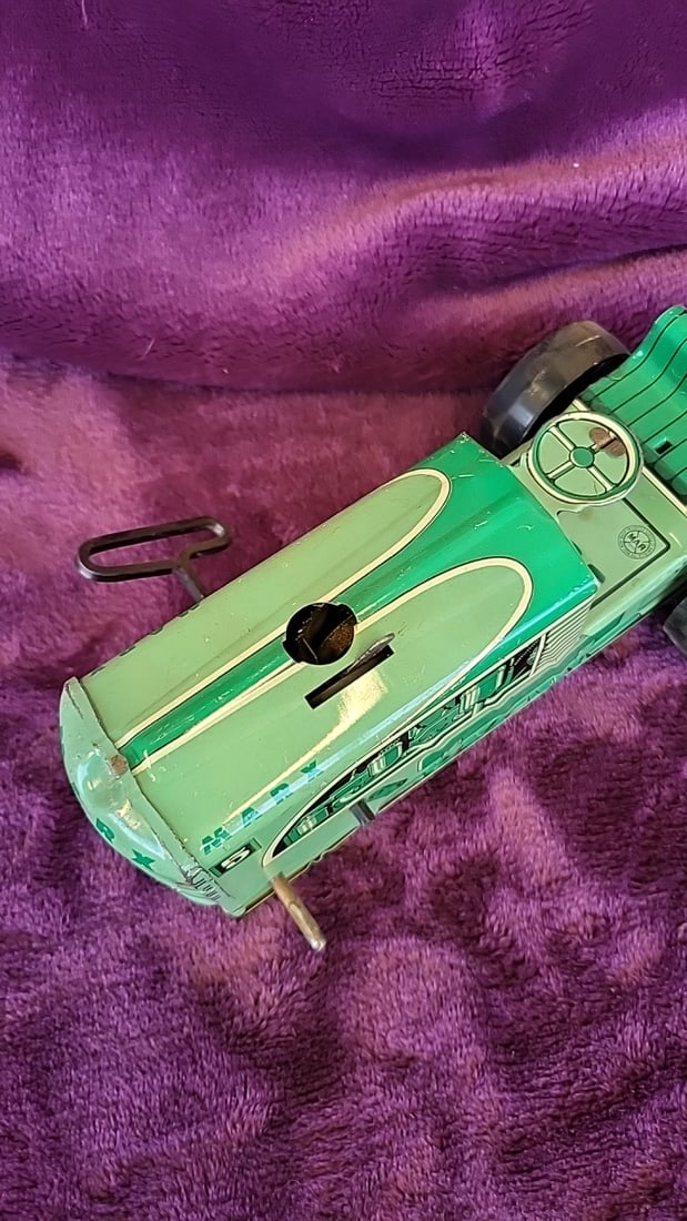 Marx No. 5 Green Tin Litho Wind-up Tractor Toy And Mp Jeep Japan Made Military Police Toy Car Read - 6
