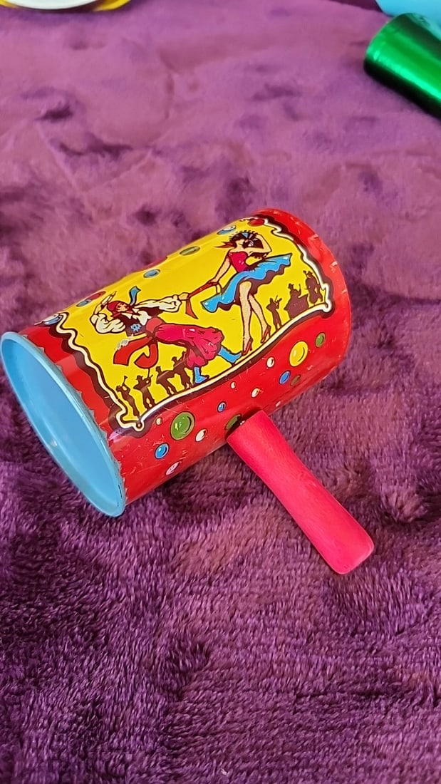 Vintage Kirchhof Life Of The Party Tin Litho Party Noisemakers Lot Clown Circus Tambourine Clickers - 16
