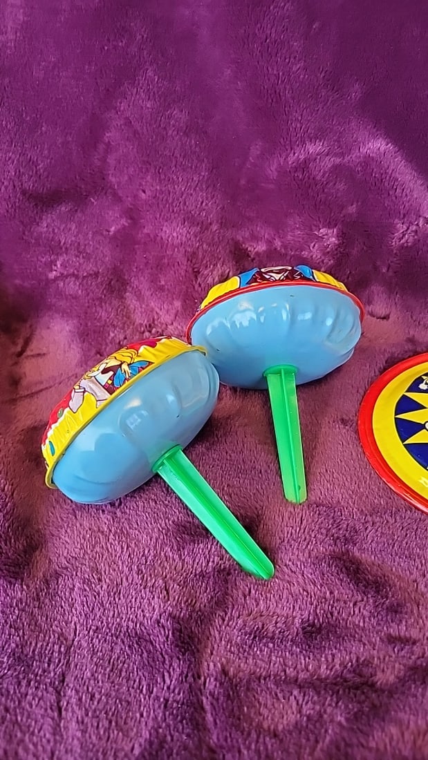 Vintage Kirchhof Life Of The Party Tin Litho Party Noisemakers Lot Clown Circus Tambourine Clickers - 6