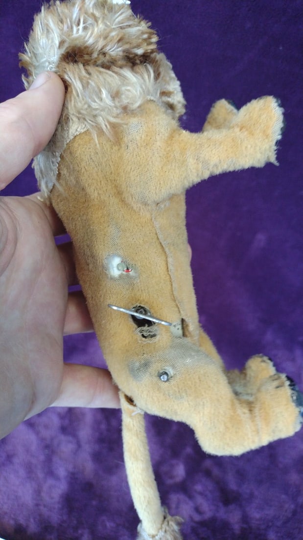 Marx Wind-up Plush Lion Rolling Toy With Plastic Face And Mane, 11 In - 4