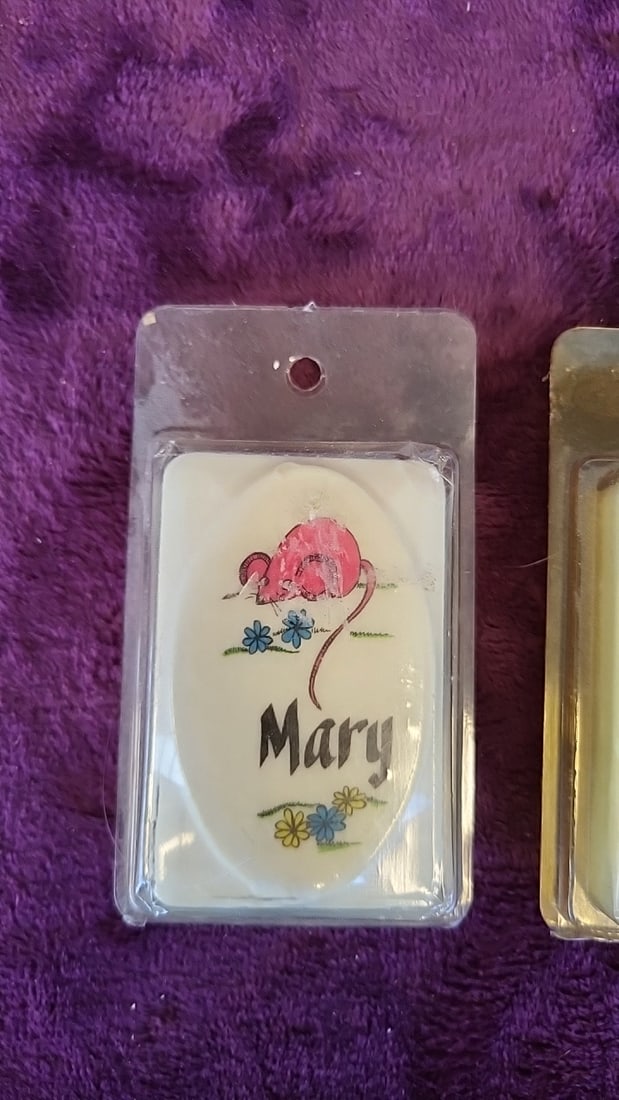 Soap Gems Bath Bars 3 Oz French Milled Personalized Mary Bill Set Of 2 And Knit Box Of Vintage Ma... - 3