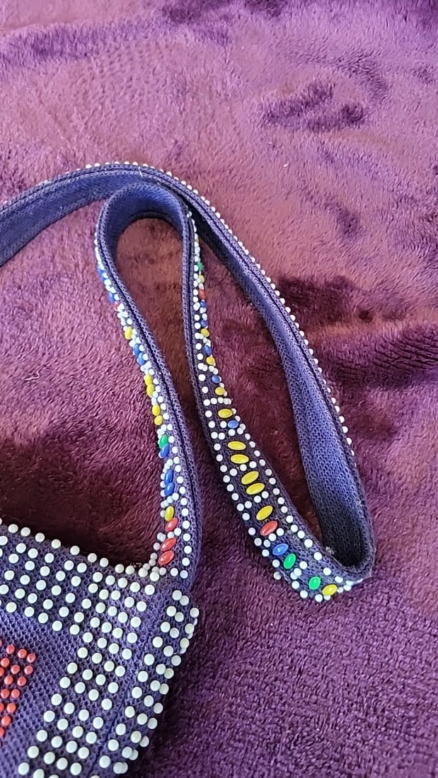 Canada Flag Beaded Fringe Shoulder Bag With Reeve Aleutian Airways Anc Tag And Handpainted Flask - 4
