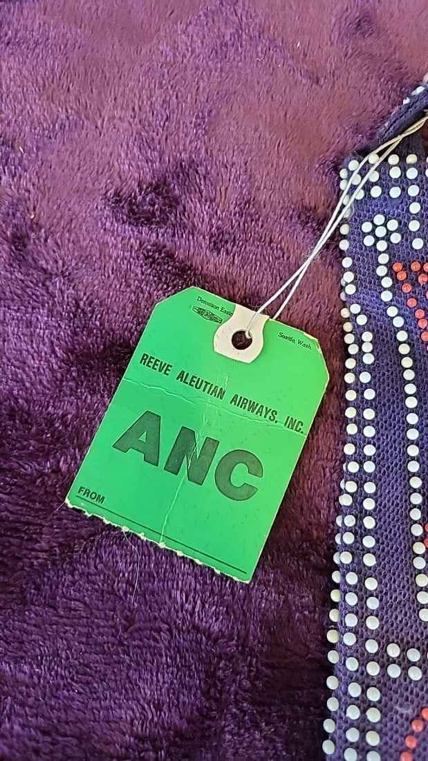Canada Flag Beaded Fringe Shoulder Bag With Reeve Aleutian Airways Anc Tag And Handpainted Flask - 5