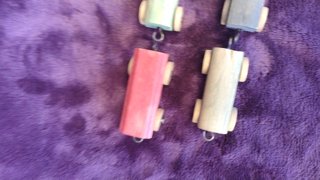 Colorful Wooden Toy Train Cars With Metal Hook Couplers, 6-piece Set - 4