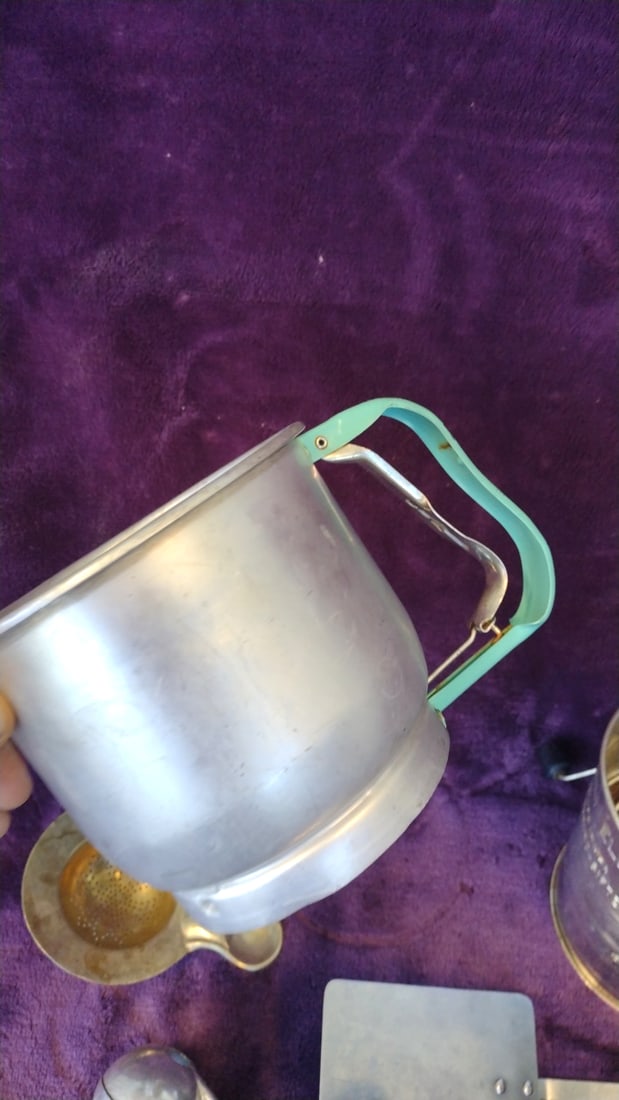 Kitchen Utensil Lot: Old Colony Collection Strainers, Flour Sifters, Hand Mixer, Grater - 4
