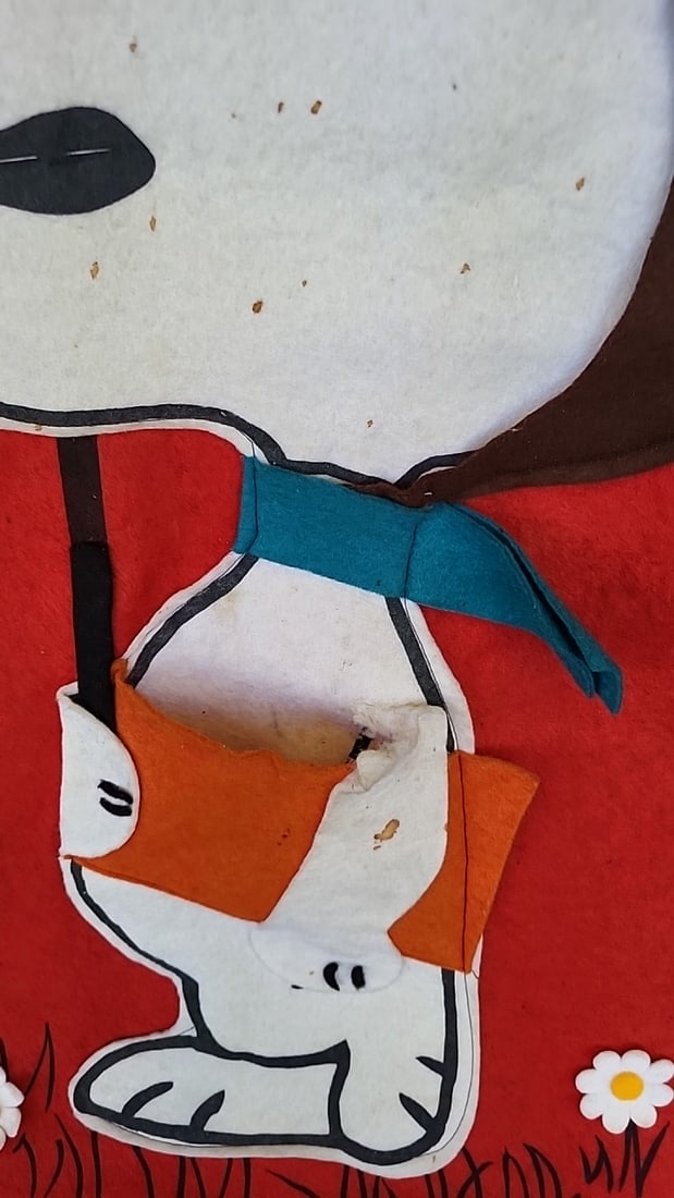 Peanuts Snoopy Aviator Happiness Is Felt Wall Hanging Mirror Banner 1968 Ufs As Is - 5