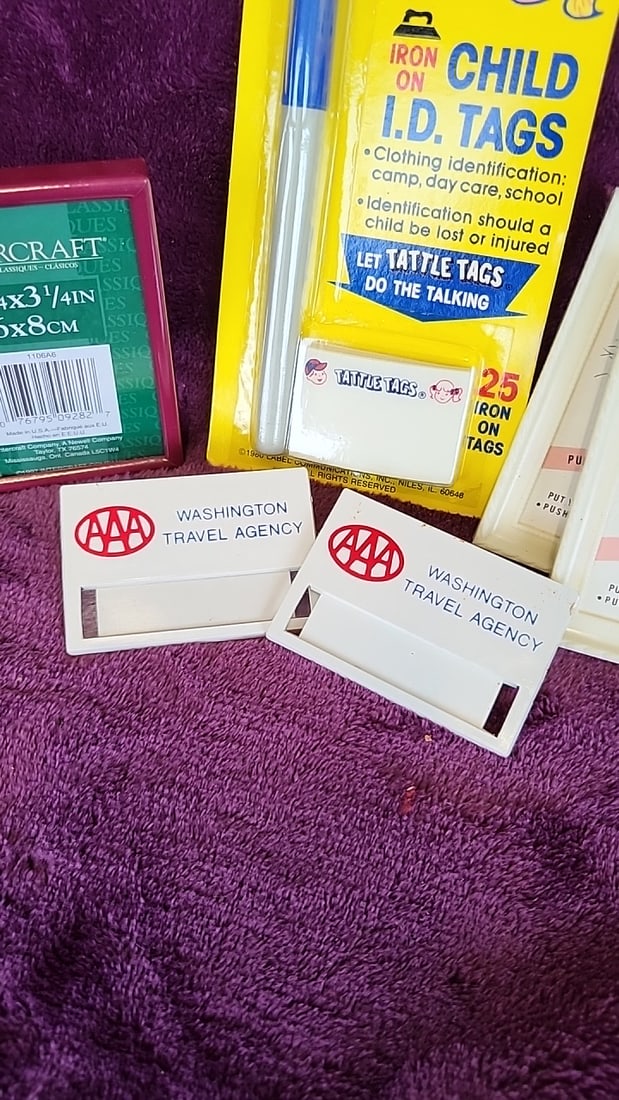 Vintage Promo Lot Aaa Washington Travel Tags Tattle Tags Child Id Intercraft Frames Memorial Hosp... - 6