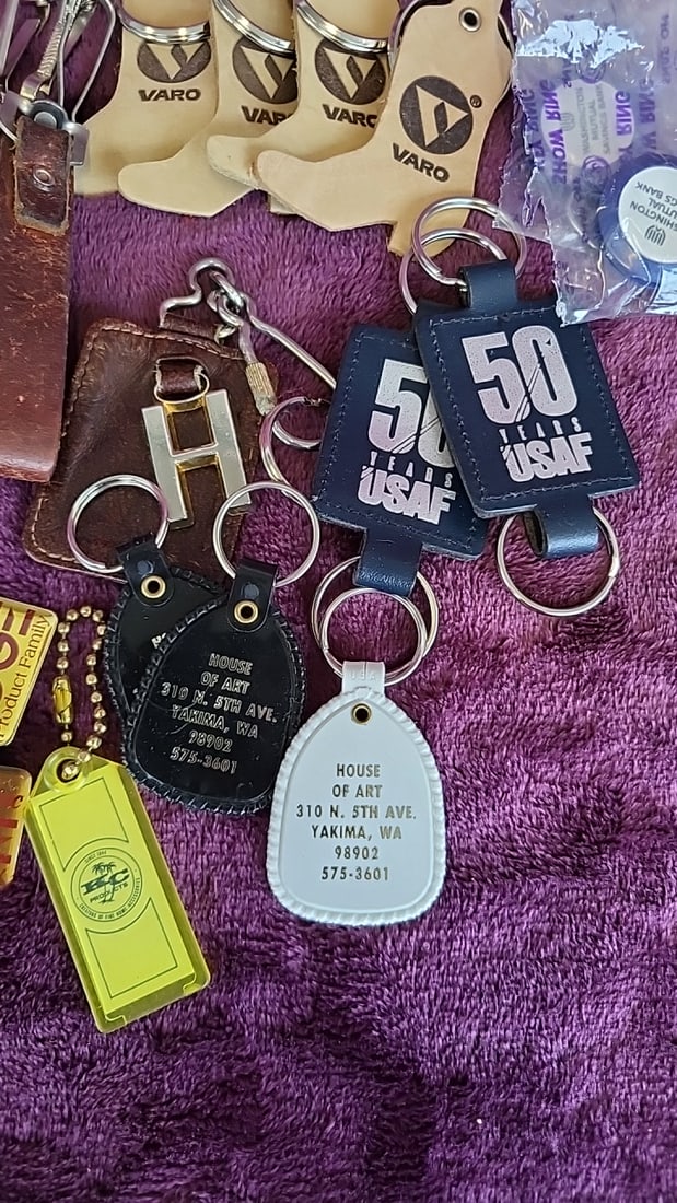 Mixed Keychain Lot Varo Leather, Usaf 50 Years, Autometric Dg, House Of Art, Ifc - 4