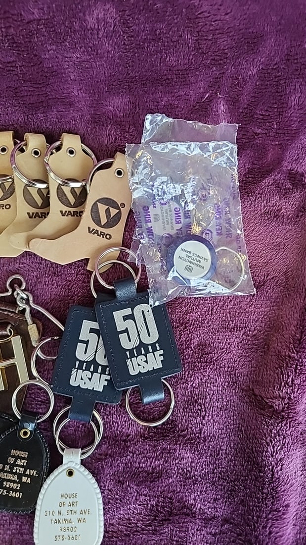 Mixed Keychain Lot Varo Leather, Usaf 50 Years, Autometric Dg, House Of Art, Ifc - 5
