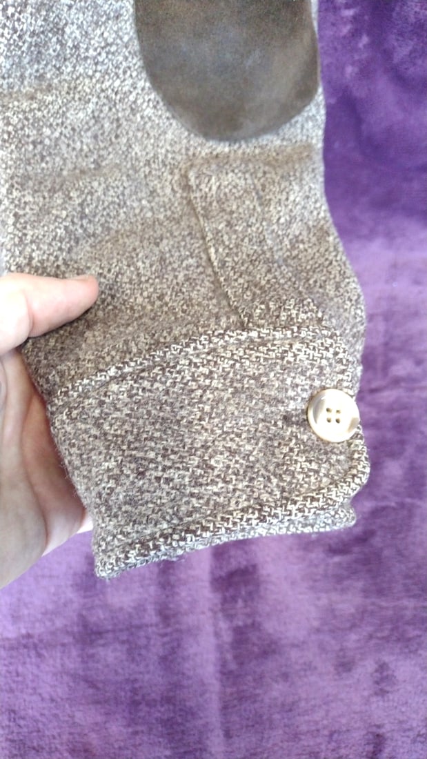 Eddie Bauer Wool Tweed Shirt Jacket Brown Gray Button Front Elbow Patches Made In Usa - 5