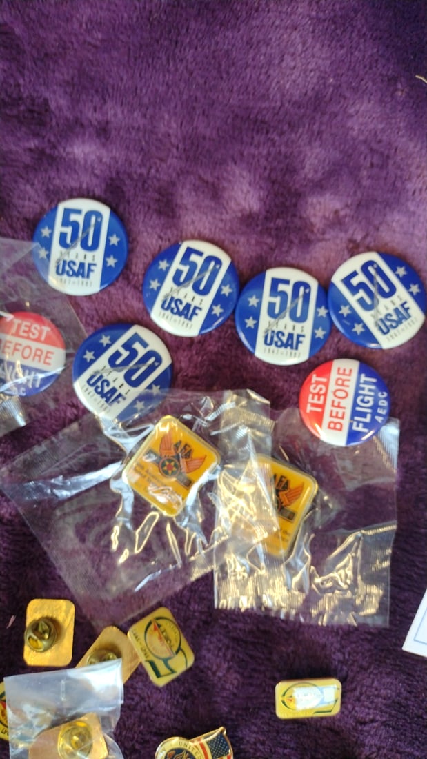 U.S. Air Force 50th Anniversary Commemorative Pins Buttons Lot - 3