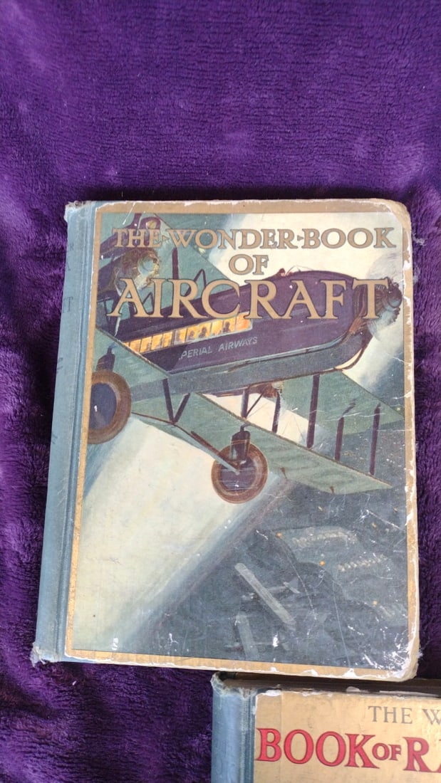 1927 Ward Lock The Wonder Book Of Aircraft, Ships Railways Hardcover Book Lot - 2