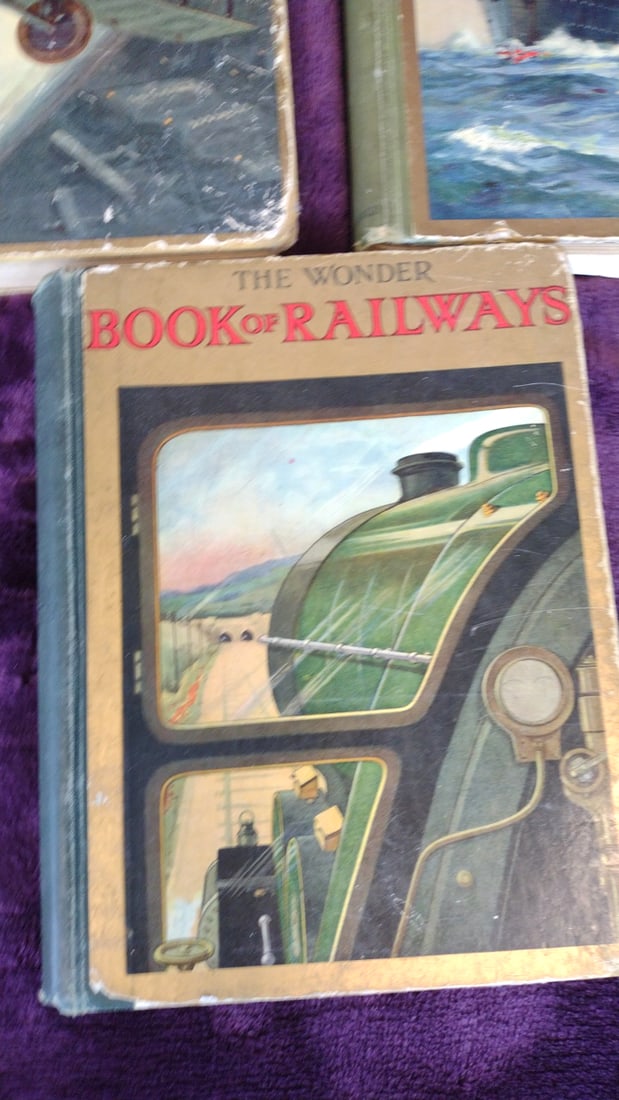 1927 Ward Lock The Wonder Book Of Aircraft, Ships Railways Hardcover Book Lot - 4
