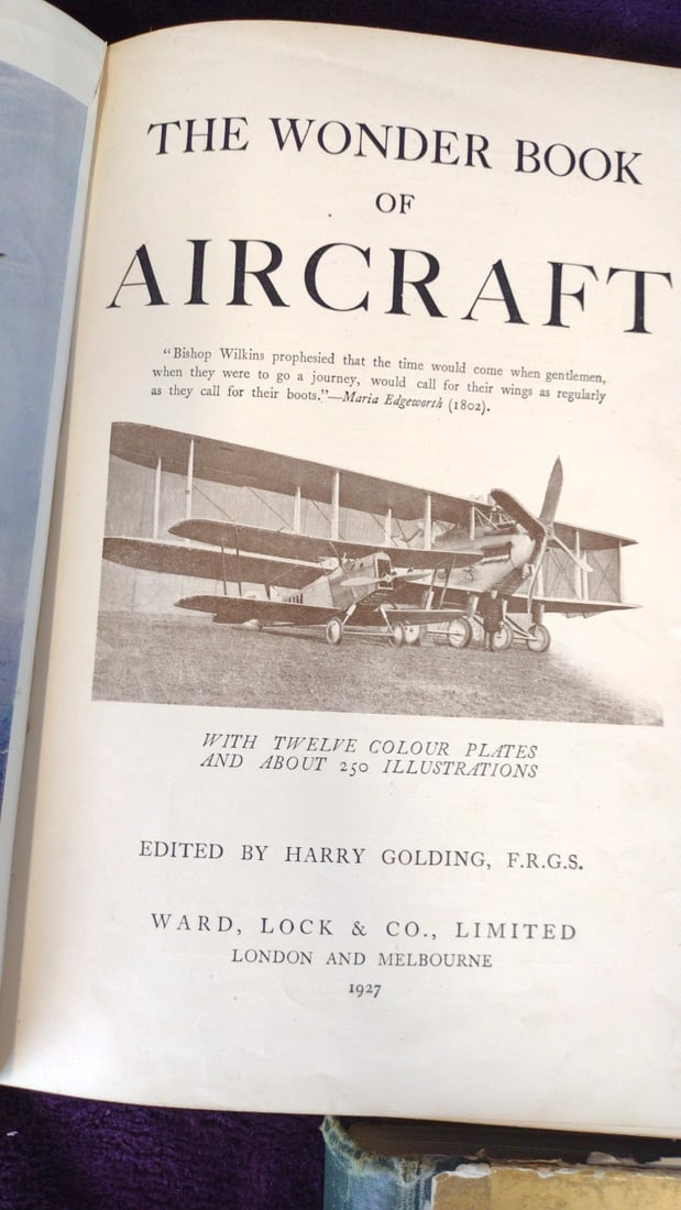 1927 Ward Lock The Wonder Book Of Aircraft, Ships Railways Hardcover Book Lot - 5