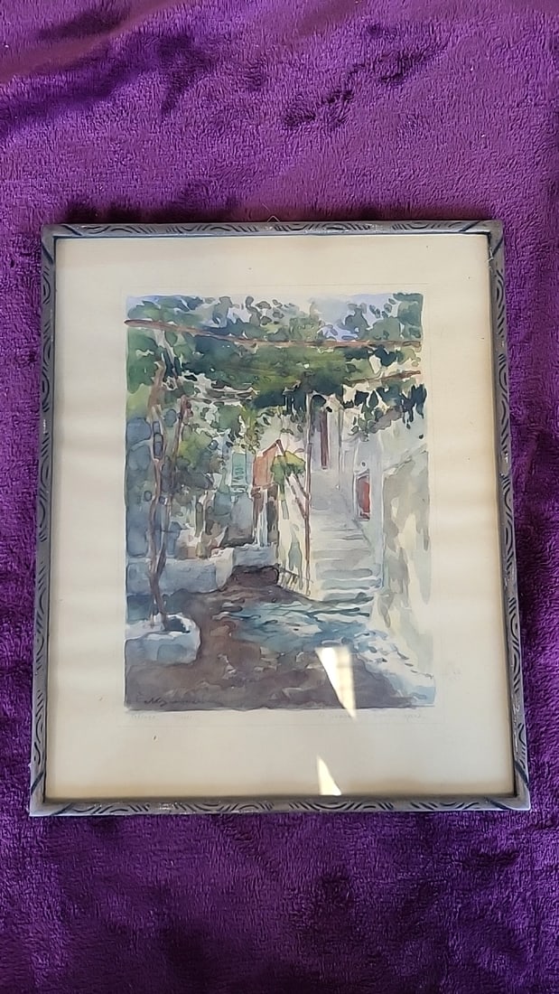 W.A. Hambleton Framed Watercolor Paintings Of Greek Street Scenes, Set Of 3 - 2