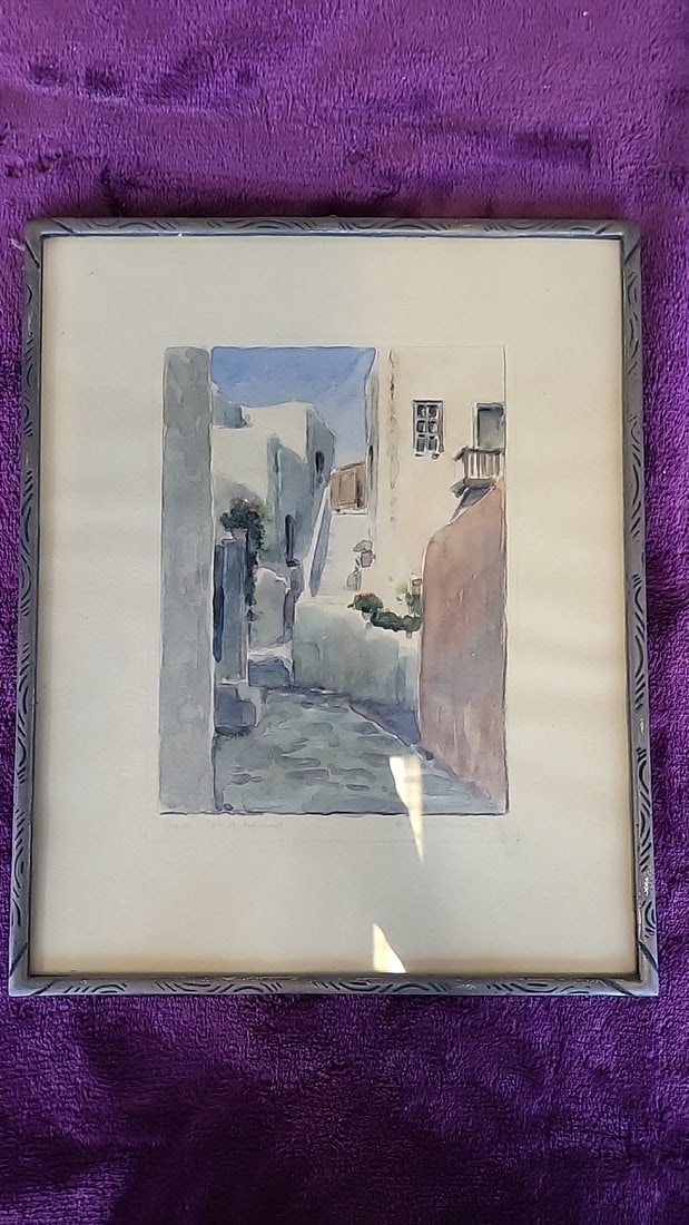 W.A. Hambleton Framed Watercolor Paintings Of Greek Street Scenes, Set Of 3 - 5