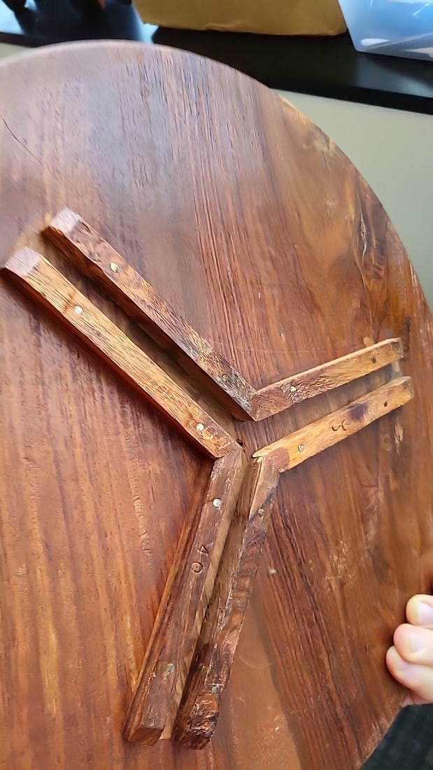 Pair Of Round Carved Wood Folding Side Tables With Floral Tops And Tripod Bases - 6