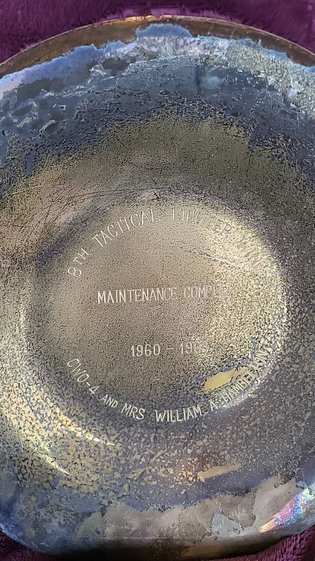 8th Tactical Fighter Wing Maintenance Complex 1960-1963 Engraved Silver-tone Presentation Bowl - 2